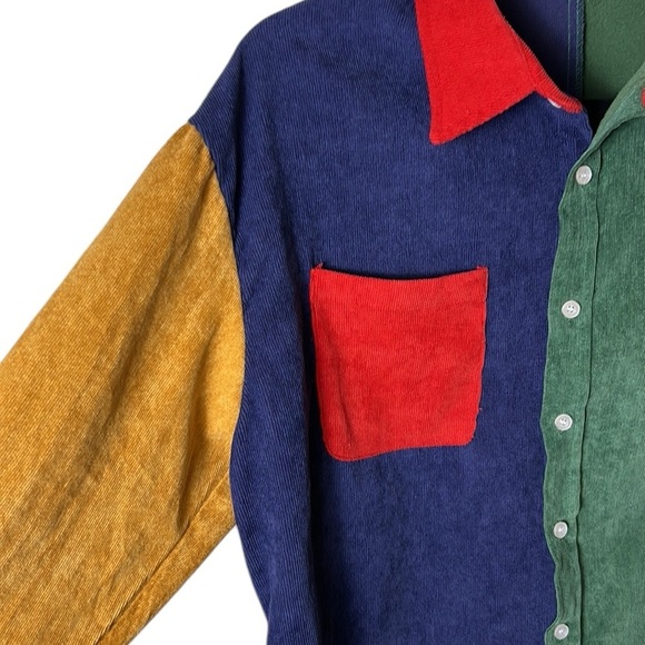Oversized Corduroy women shirt ,PTP 22” women Colorblock ,colorful S/ M/ - Picture 4 of 14